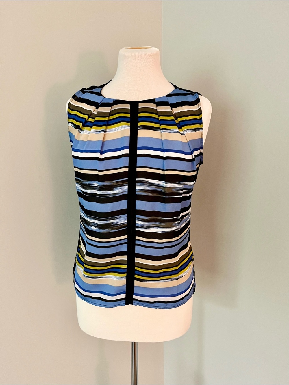 Liz Claiborne Sleeveless Striped Draped Top, S